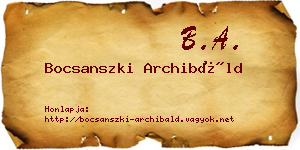 Bocsanszki Archibáld névjegykártya